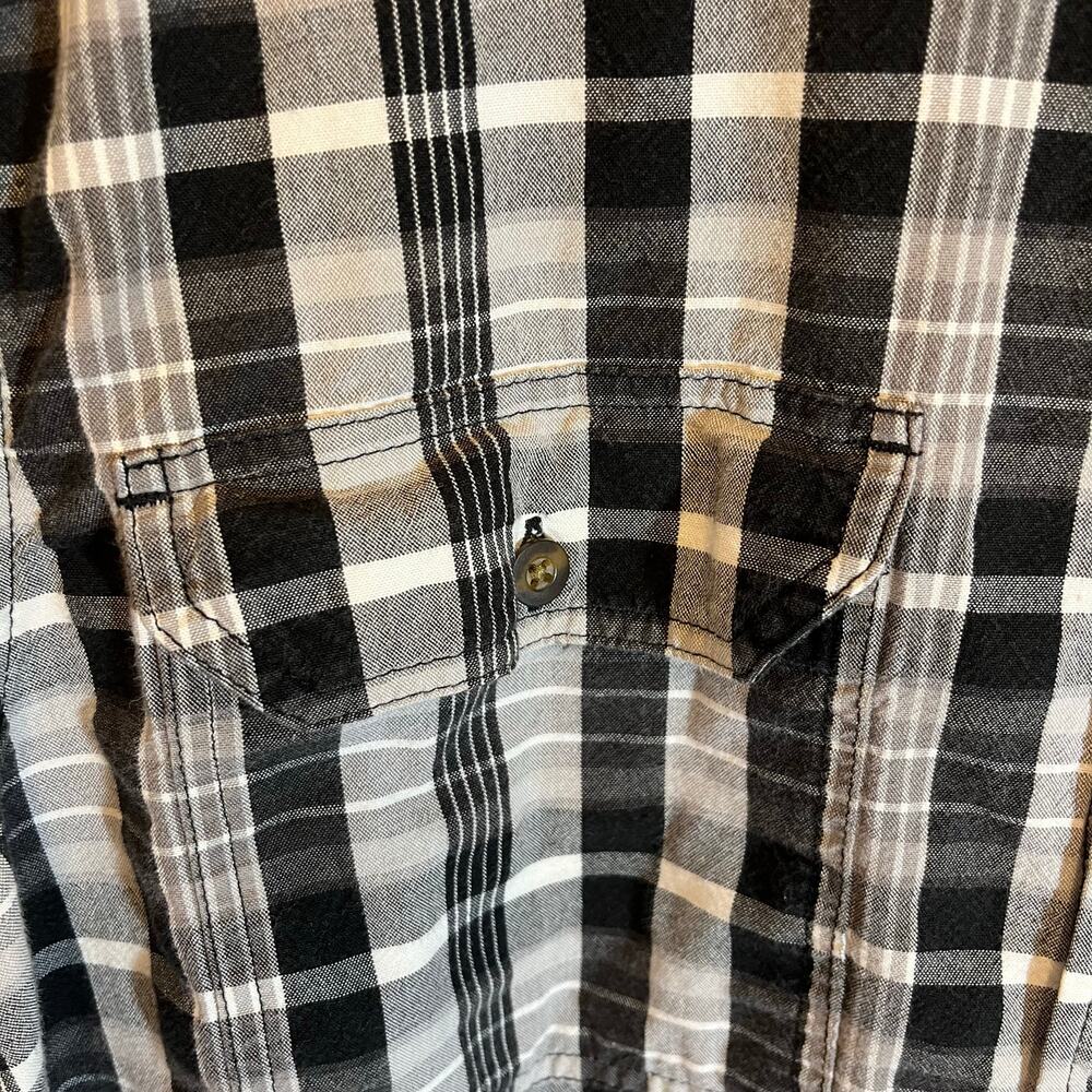 CARHARTT men’s large relaxed fit short sleeves black/white plaid button down - Picture 4 of 7